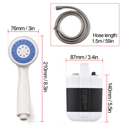 Rechargeable Shower Portable Camping Shower Head Bathing 3.7V Pump 4.9Ft for Outdoor Travel Hiking Beach Pet Cleaning Equipment